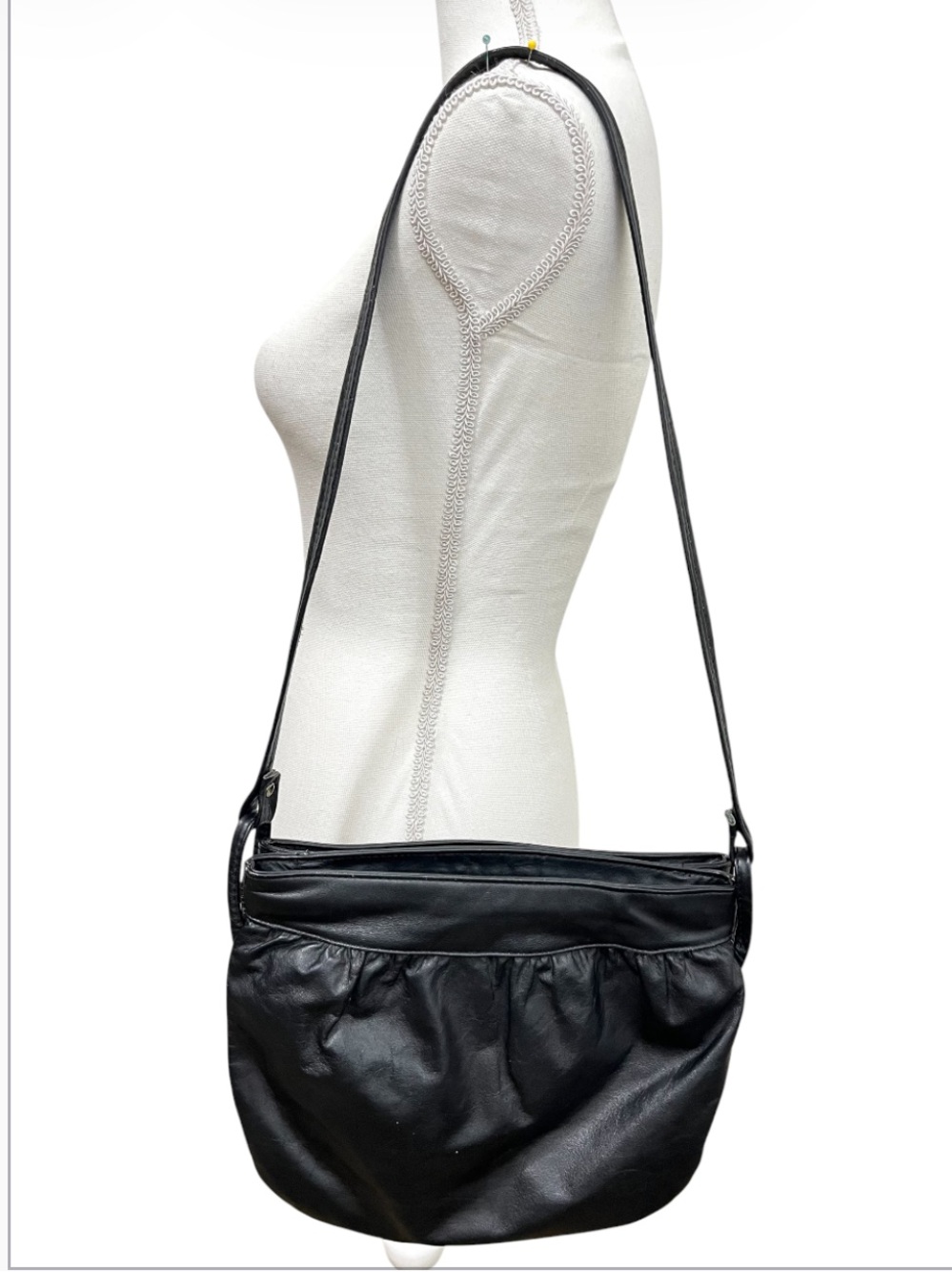 Vintage Brixton Black Leather Shoulder Bag - 80’s Classic Purse